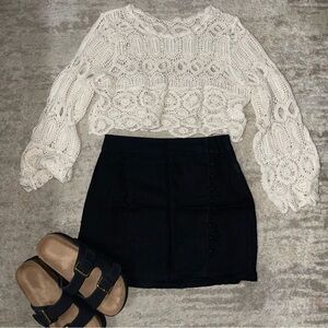 Black Linen Skort